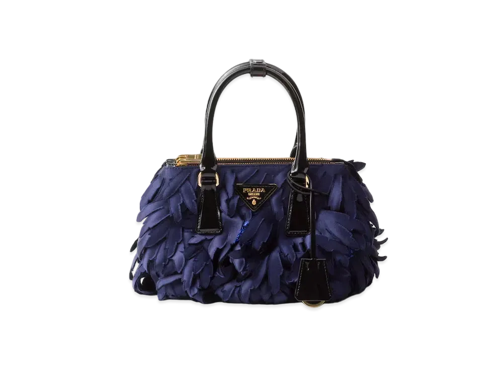 PRADA Satin and Patent Leather Prada Galleria Mini-Bag "Navy/Black"