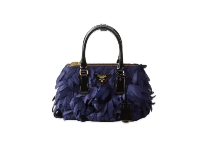 PRADA Satin and Patent Leather Prada Galleria Mini-Bag "Navy/Black"