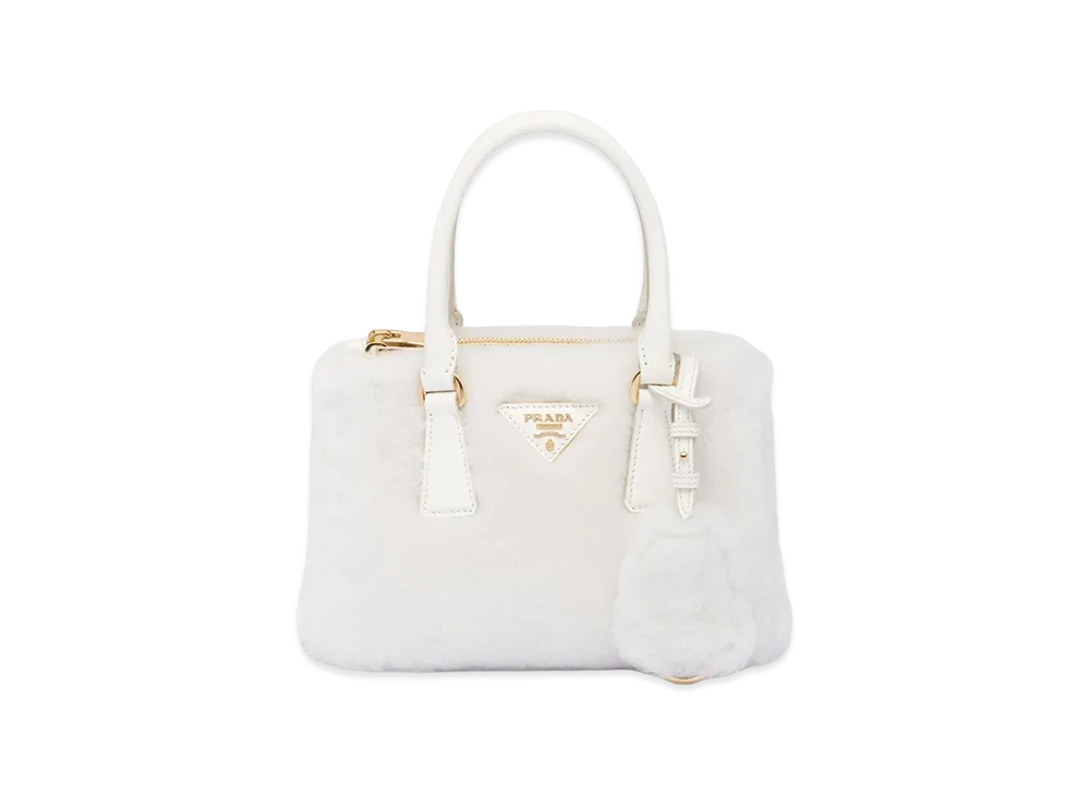 PRADA Galleria Shearling Mini Bag "White"