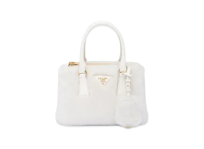 PRADA Galleria Shearling Mini Bag "White"
