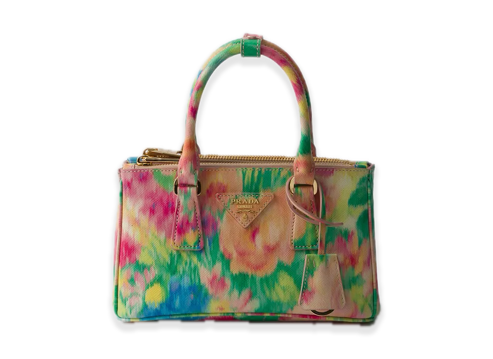 PRADA Galleria Printed Saffiano Leather Mini Bag "Green"