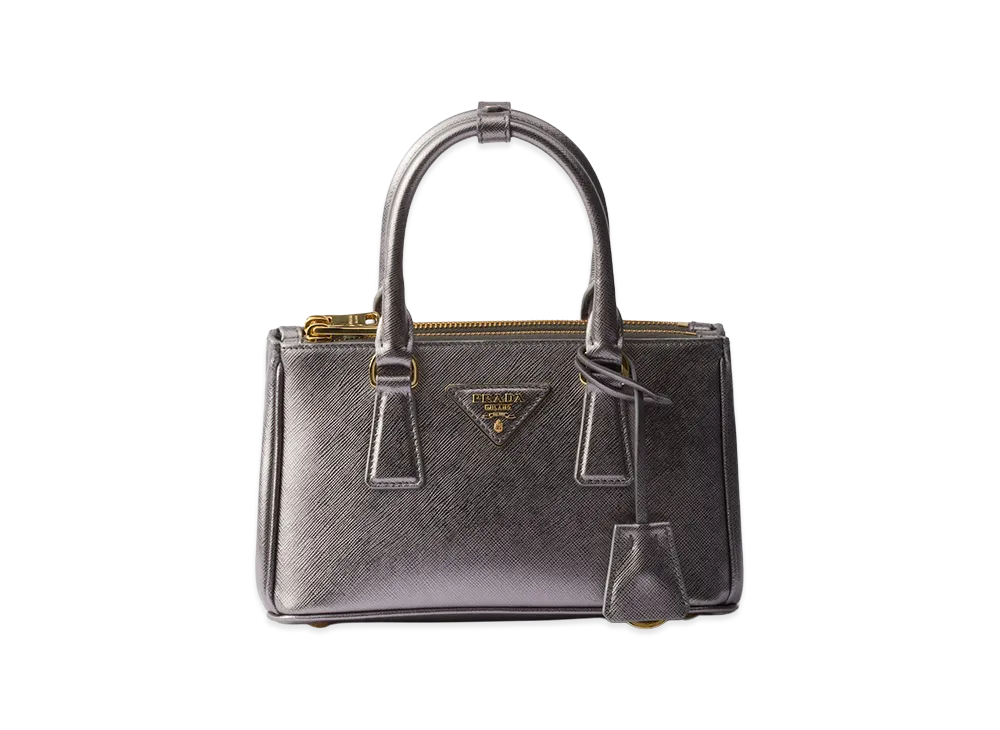 Prada Galleria Patent Saffiano Leather Mini Bag "Chrome Silver"