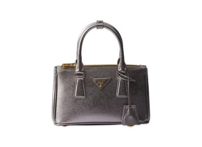 Prada Galleria Patent Saffiano Leather Mini Bag "Chrome Silver"
