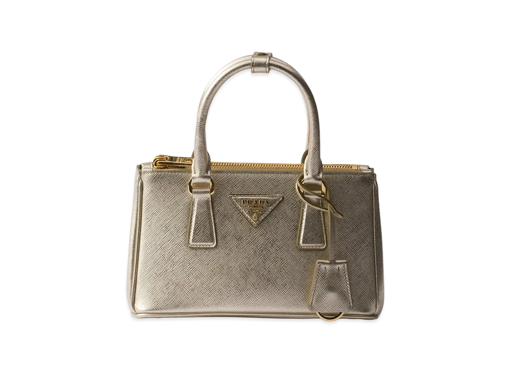 PRADA Galleria Patent Saffiano Leather Mini Bag "Pyrite"