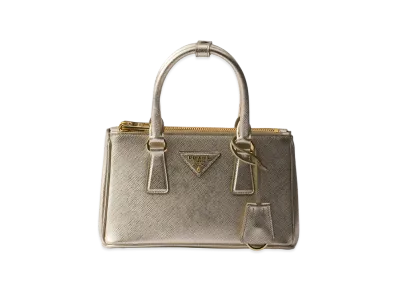 PRADA Galleria Patent Saffiano Leather Mini Bag "Pyrite"