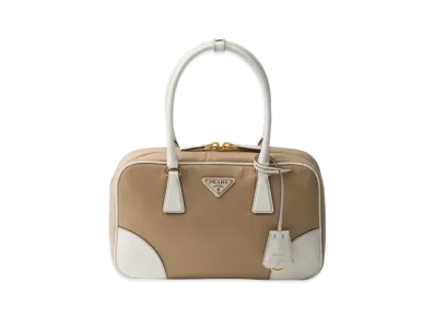 PRADA Re-Edition 1978 Medium Re-Nylon and Saffiano Leather Two-Handle Bag "Camel/White"