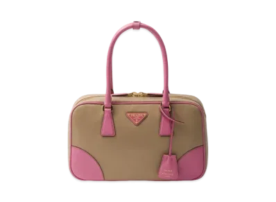 PRADA Re-Edition 1978 Medium Re-Nylon and Saffiano Leather Two-Handle Bag "Camel/Pink"