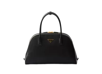 PRADA Large Re-Nylon and Leather Top-Handle Bag "Black"