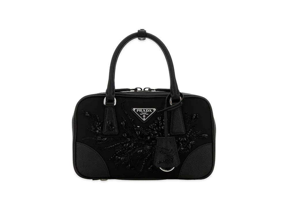 PRADA Women's Embroidered Mini Bag "Black"