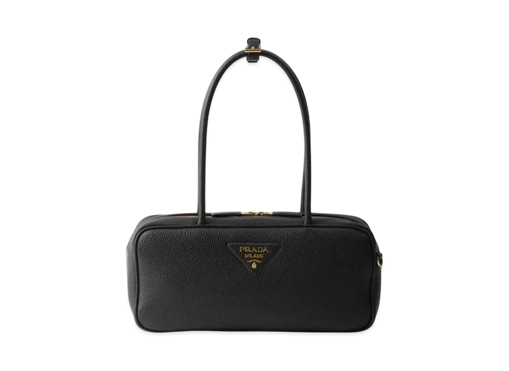 PRADA Medium Leather Top-Handle Bag "Black"