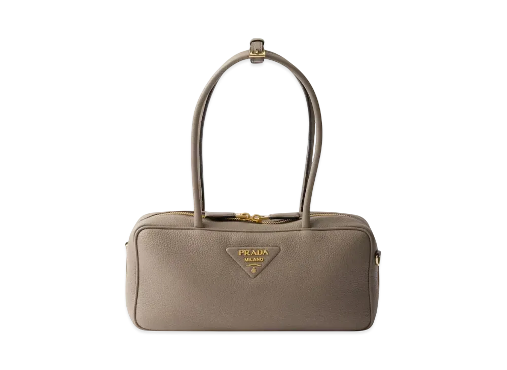 PRADA Medium Leather Top-Handle Bag "Gray"