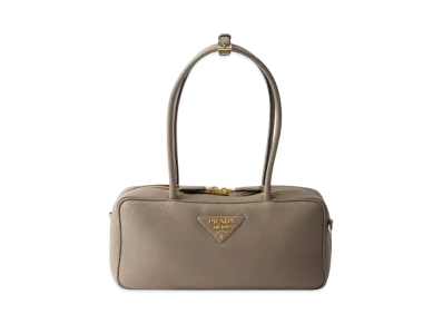 PRADA Medium Leather Top-Handle Bag "Gray"