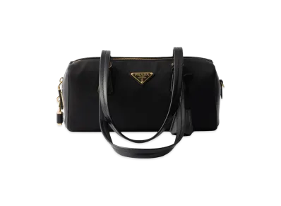 PRADA Women's Re-Nylon And Leather Medium Top-Handle Bag With Padlock "Black"