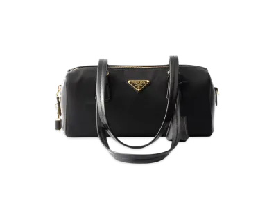 PRADA Re-Nylon and Leather Medium Top-Handle Bag "Black"