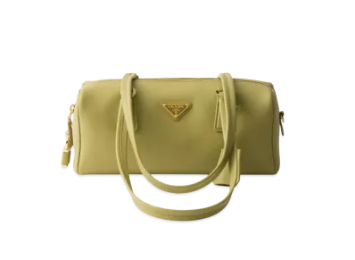 PRADA Medium Leather Top-Handle Bag with Padlock "Light Green"