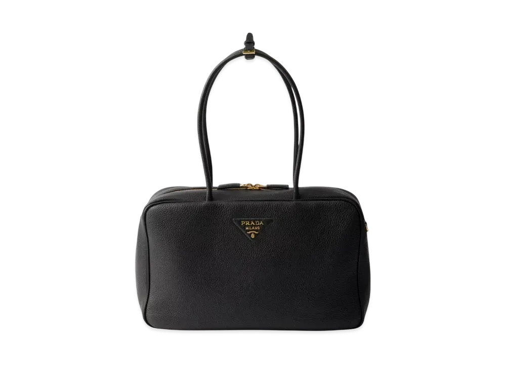 PRADA Large Leather Top-Handle Bag "Black"