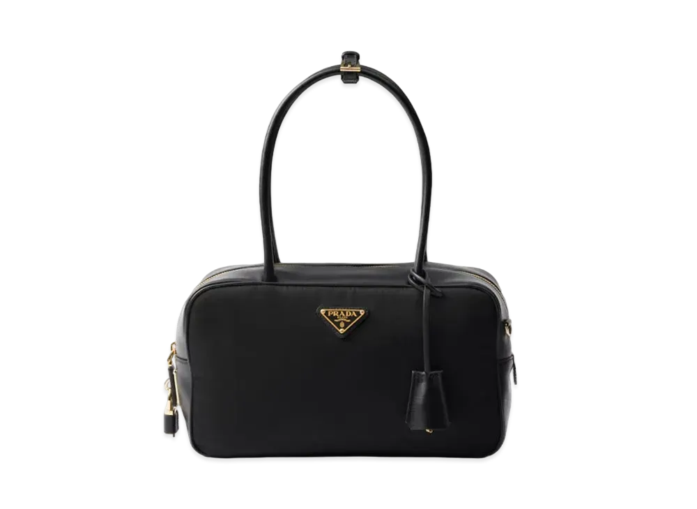 PRADA Re-Nylon and Leather Medium Top-Handle Bag "Black"