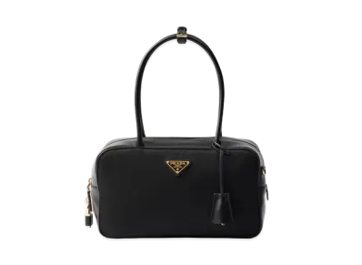 PRADA Re-Nylon and Leather Medium Top-Handle Bag "Black"
