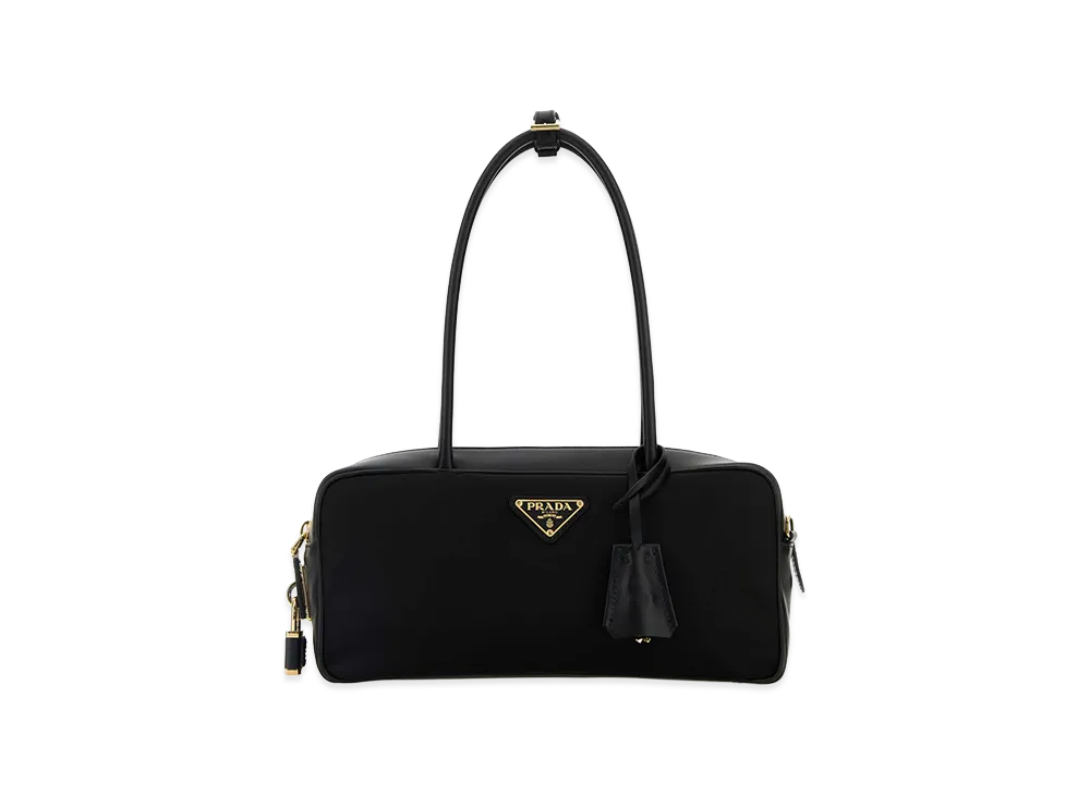PRADA Women's Leather And Re-Nylon Handbag "Black"