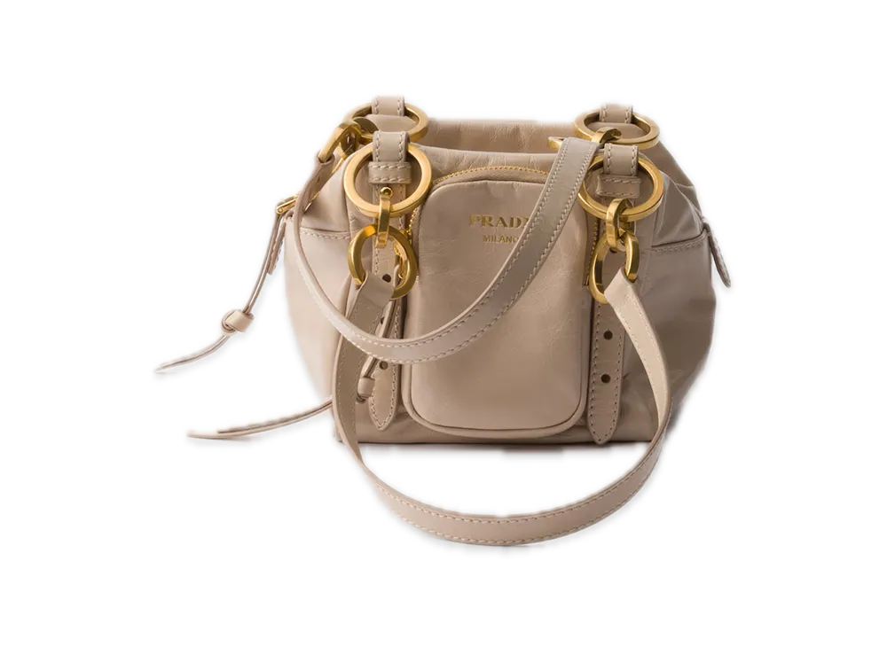 PRADA Dangle Leather Top-Handle Mini Bag "Pink Beige"