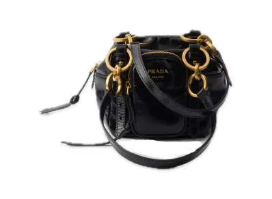 PRADA Dangle Leather Top-Handle Mini Bag "Black"