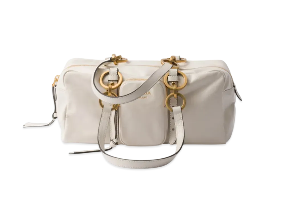 PRADA Dangle Medium Leather Top-Handle Bag "White"