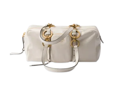 PRADA Dangle Medium Leather Top-Handle Bag "White"