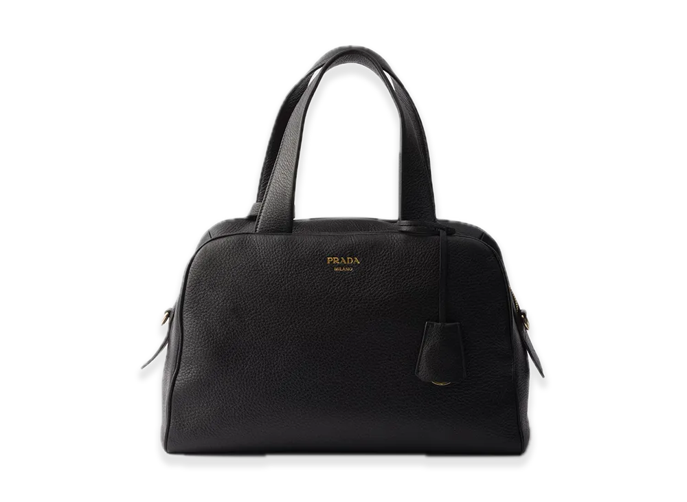 PRADA Large Leather Top-Handle Bag "Black"