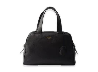 PRADA Large Leather Top-Handle Bag "Black"