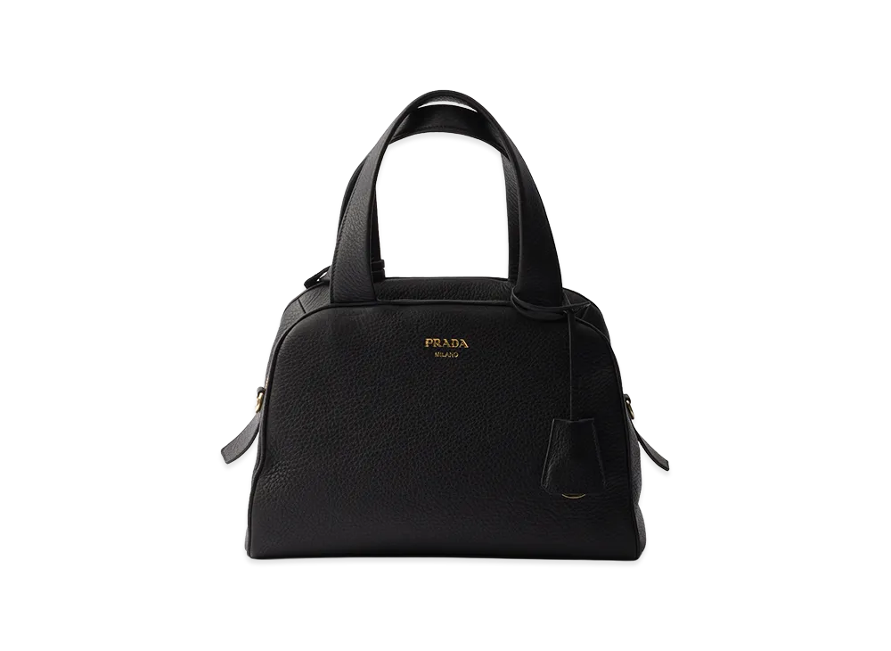 PRADA Medium Leather Top Handle Bag "Black"