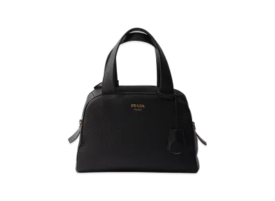 PRADA Medium Leather Top Handle Bag "Black"