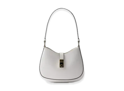 PRADA Cleo Brushed Leather Shoulder Bag with Clasp "White"