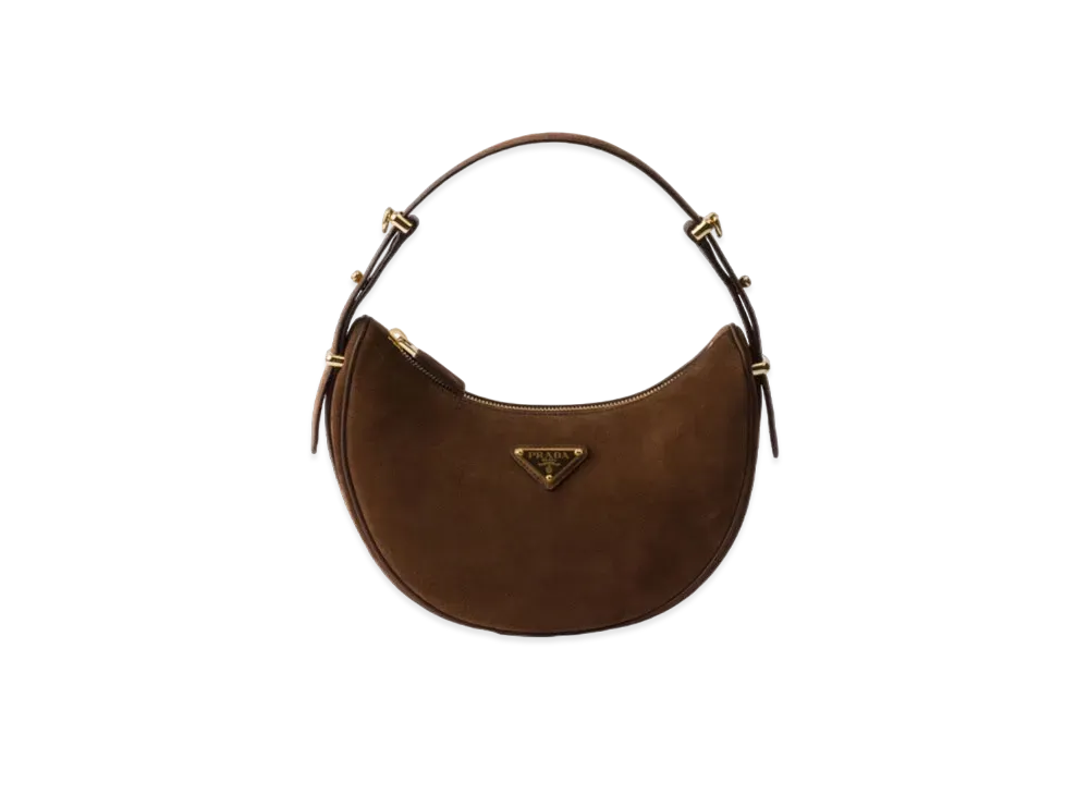 PRADA Arque Leather Shoulder Bag "Dark Brown"