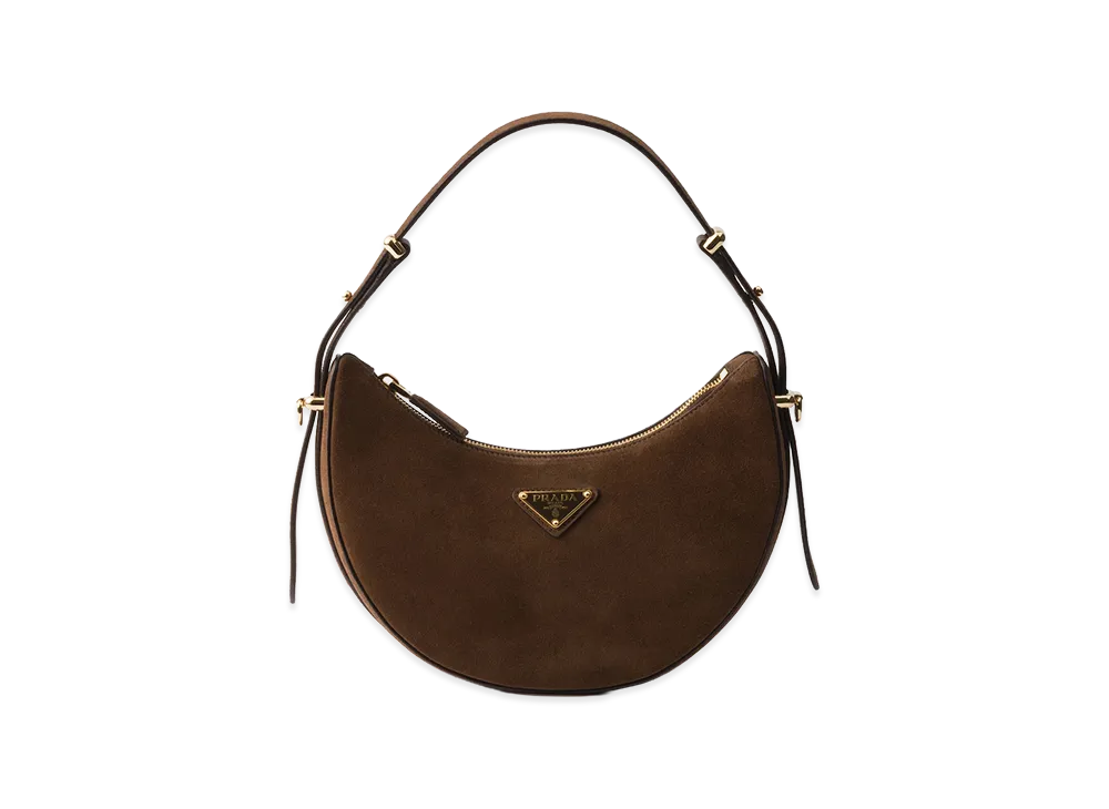 PRADA Arque Mini Suede Shoulder Bag "Cocoa Brown"