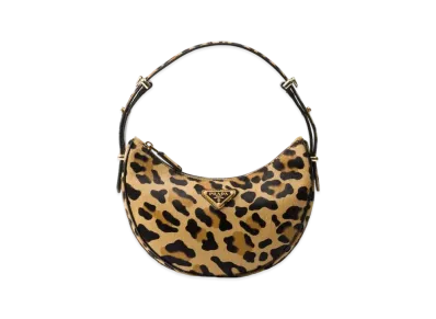 PRADA Arque Printed Leather Shoulder Bag "Beige"