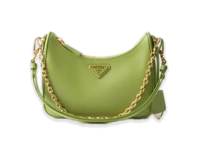 PRADA Re-Edition Saffiano Leather Mini Bag "Light Green"