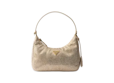 PRADA Re-Edition 2005 Crystal Satin Mini Bag "Sand Beige"