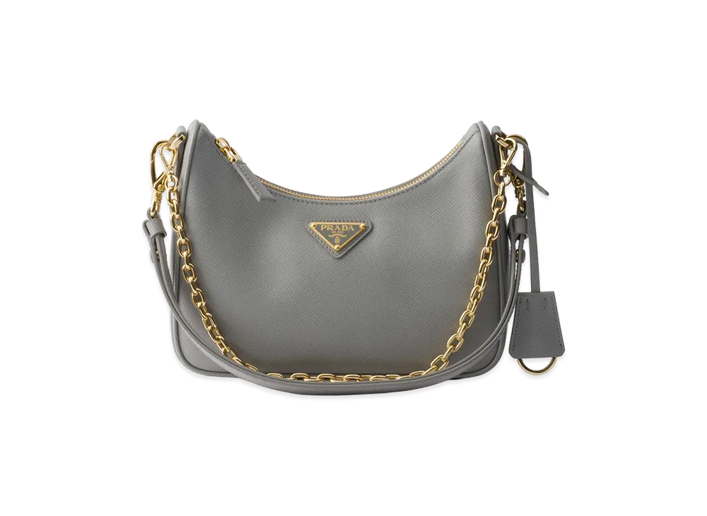 PRADA Re-Edition Saffiano Leather Mini Bag "Cloudy Grey"