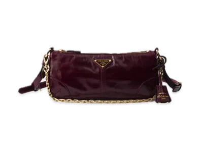 PRADA Re-Edition 2002 Medium Leather Shoulder Bag "Burgundy"
