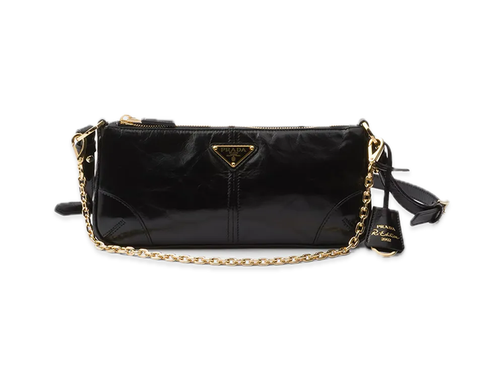 PRADA Re-Edition 2002 Medium Leather Shoulder Bag "Black"