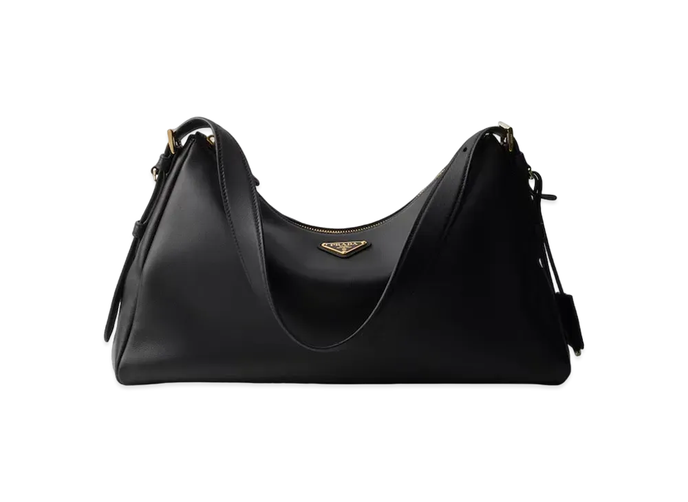 PRADA Aimee Large Leather Shoulder Bag "Black"