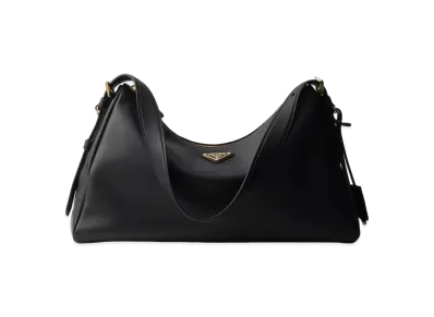 PRADA Aimee Large Leather Shoulder Bag "Black"