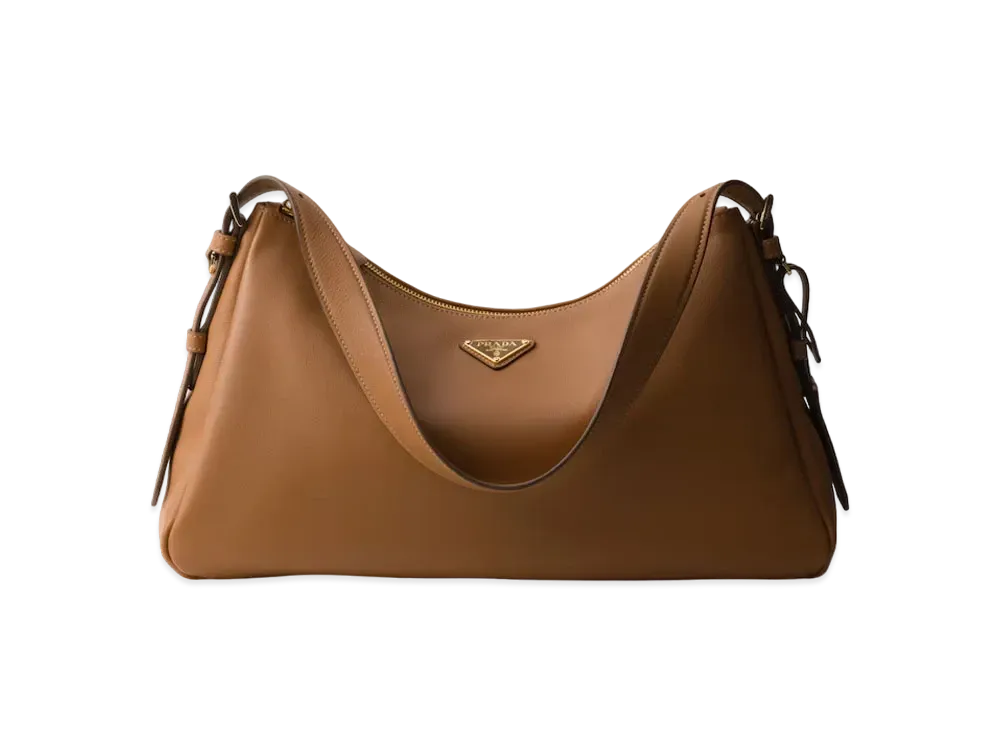 PRADA Aimee Large Leather Shoulder Bag "Camel"