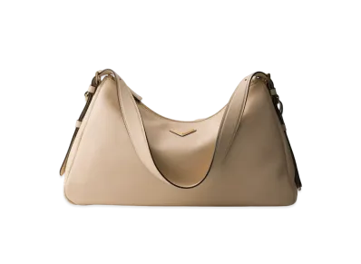 PRADA Aimee Large Leather Shoulder Bag "Travertine"