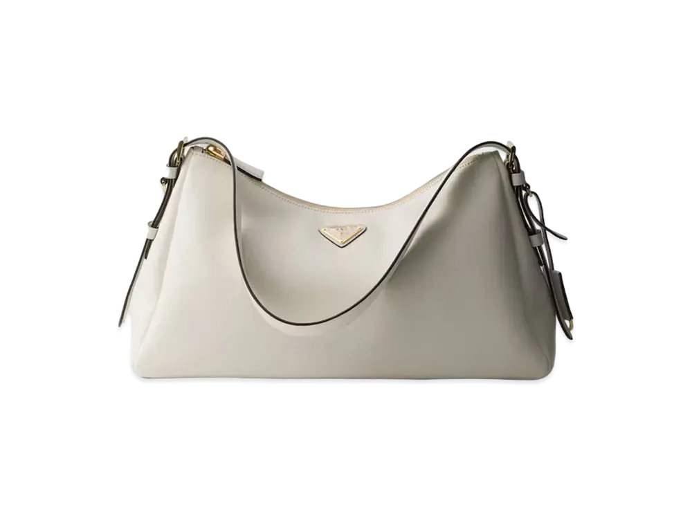 PRADA Aimee Large Leather Shoulder Bag "White"