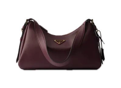 PRADA Aime Medium Leather Shoulder Bag "Burgundy"