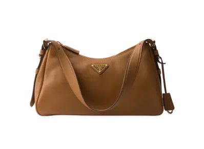 PRADA Aimee Medium Leather Shoulder Bag "Camel"