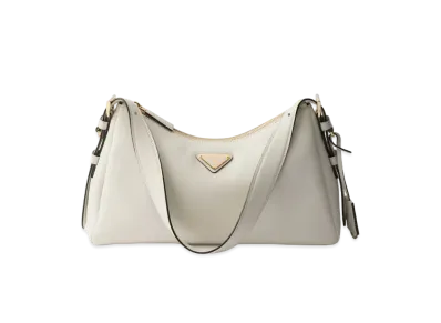 PRADA Aimee Medium Leather Shoulder Bag "White"