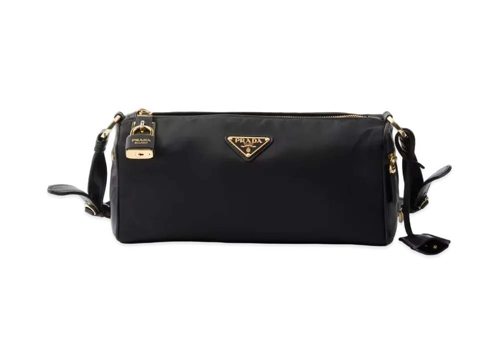 PRADA Medium Re-Nylon and Leather Shoulder Bag "Black"