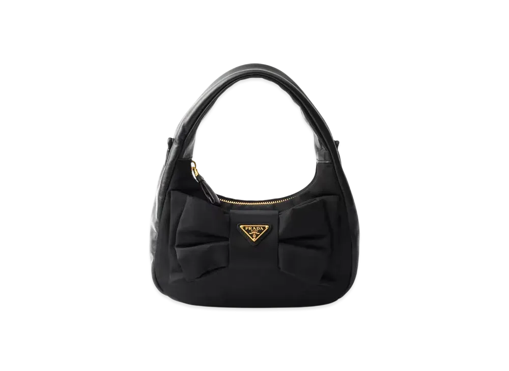 PRADA Re-Nylon and Nappa Leather Mini-Bag with Bow "Black"